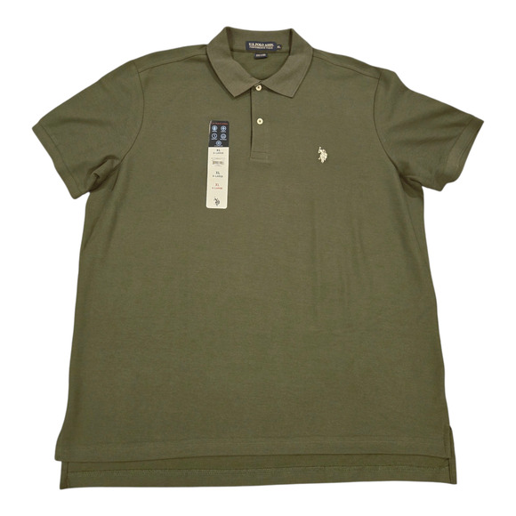 NWT 2 ( Black & Green) US Polo Assn Men's Performance Pique Polo Shirts - Picture 5 of 6